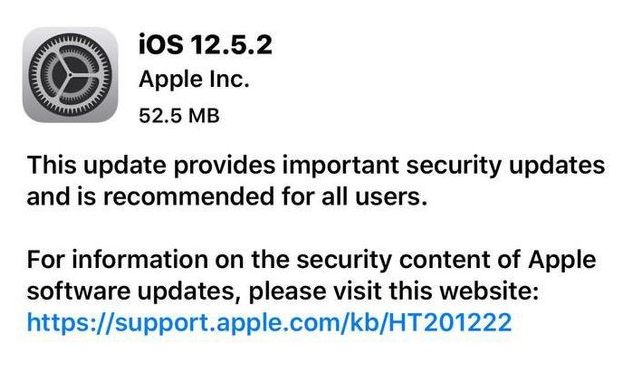 定陶苹果手机维修分享iOS12.5.2发布，建议所有老苹果用户安装 